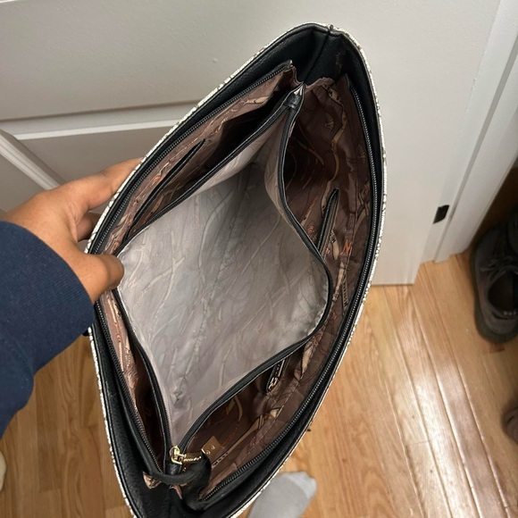 Anne Klein Cream Patterned Tote with Gold Chains - Picture 8 of 8